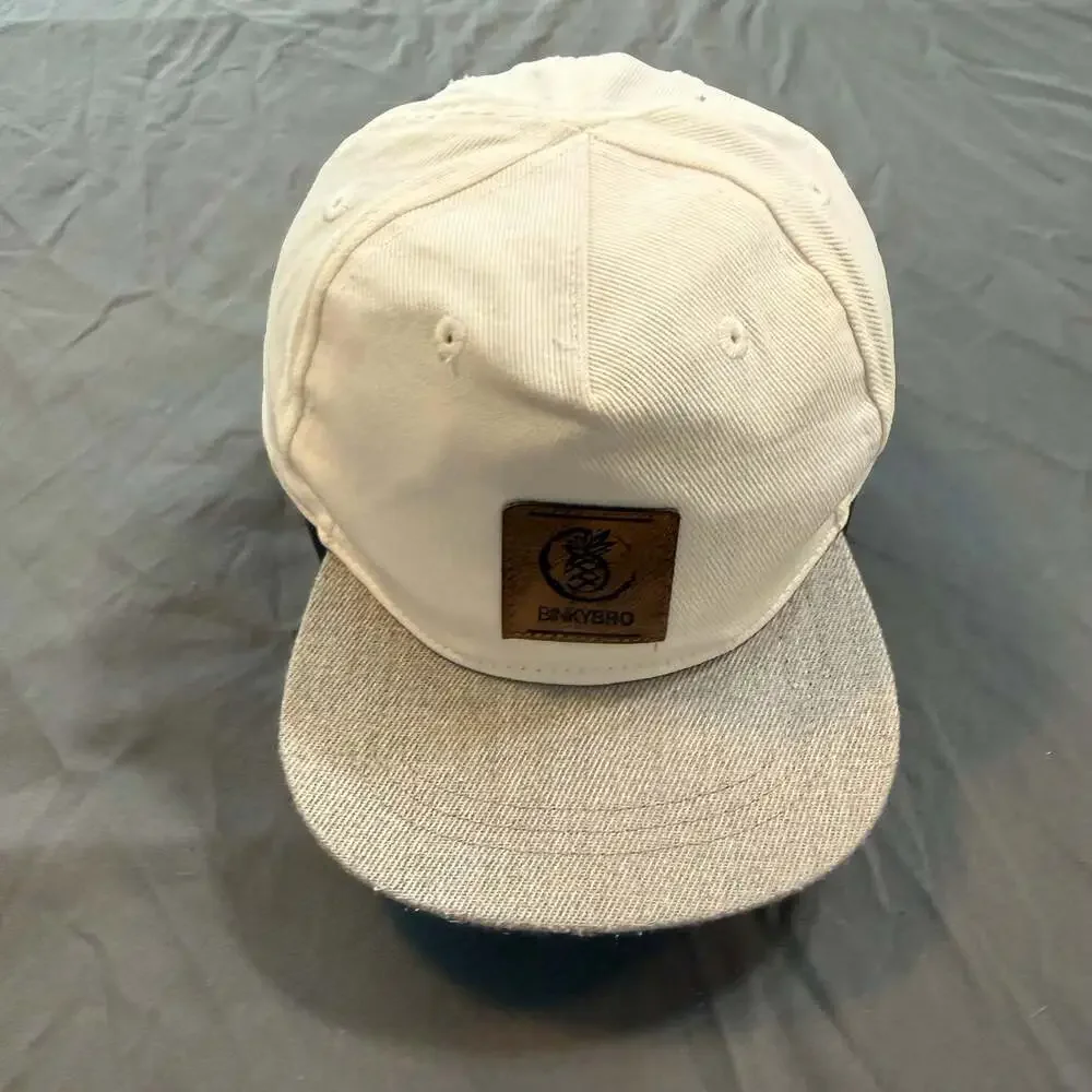 BinkyBro Toddler Snapback Hat Pineapple Logo White Gray Flat Bill Kids Cap